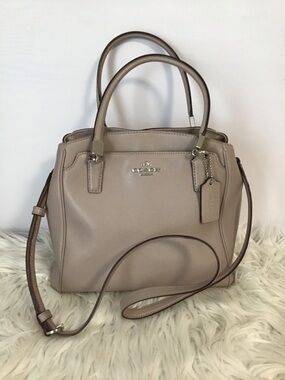 Coach Taupe Purse Handbag Shoulder Bag Minetta Pebbled Leather Excellent
